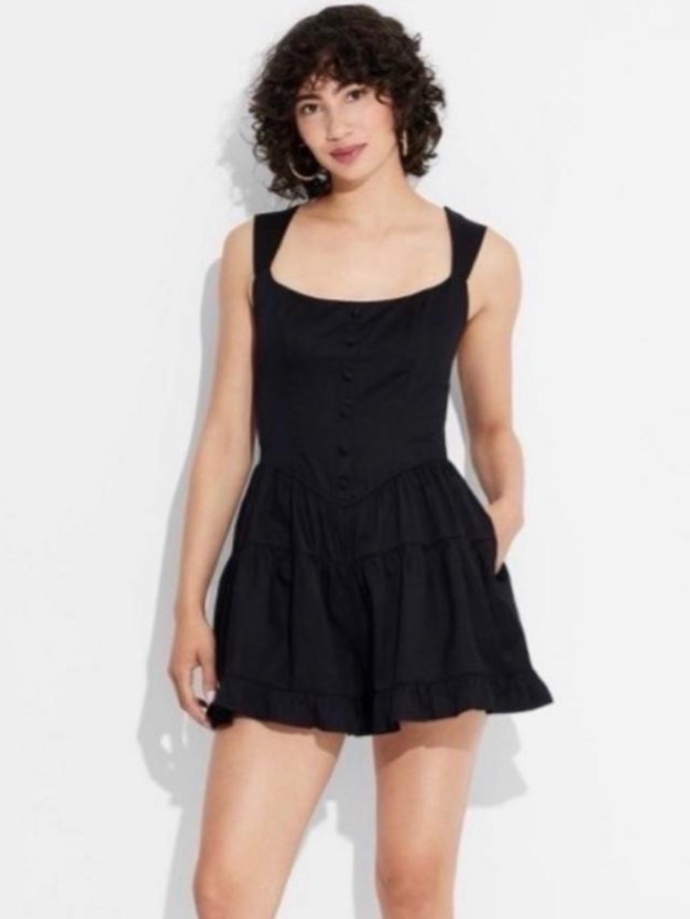 Target Wild Fable Tie Back Ruffle Romper Black Size XS